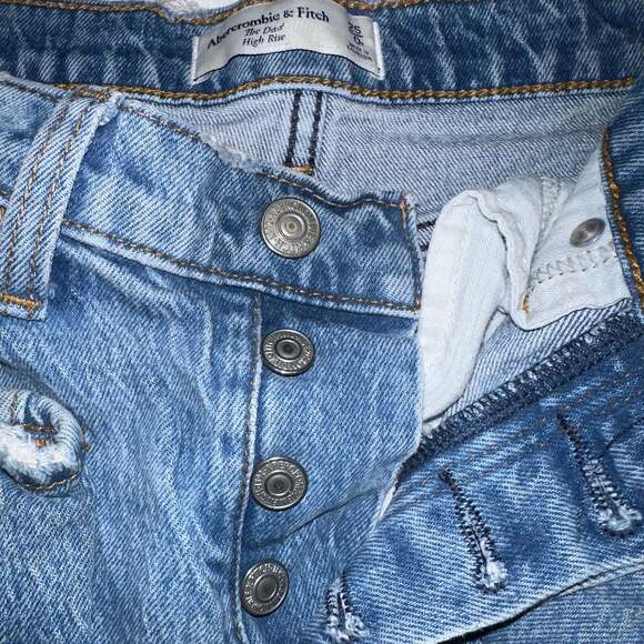 Abercrombie & Fitch The Dad High Rise Distressed Straight Leg Jeans Size 25 - Picture 5 of 6